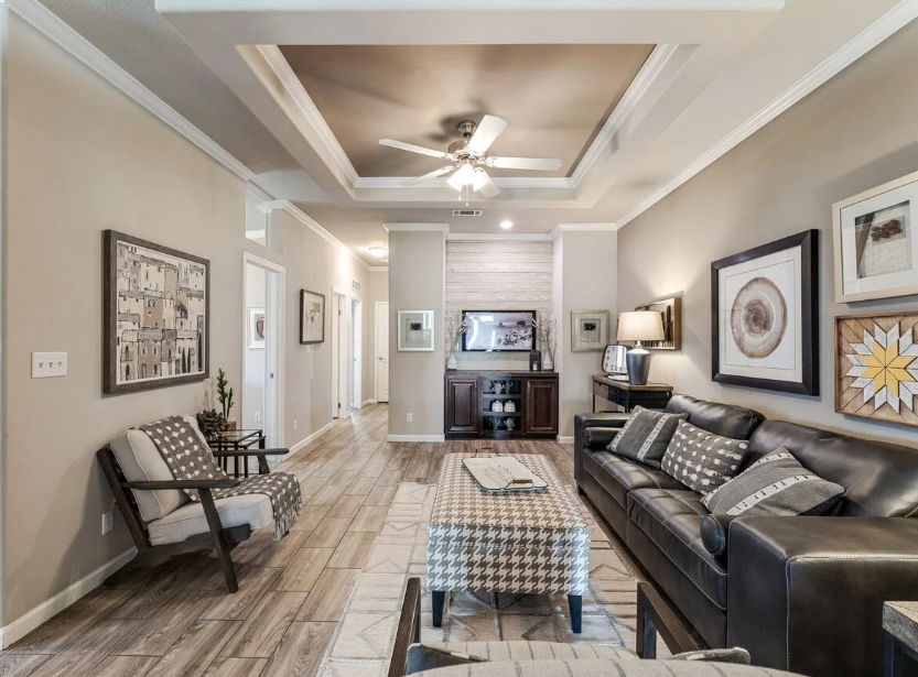 A living room in a mobile home in Colorado Springs