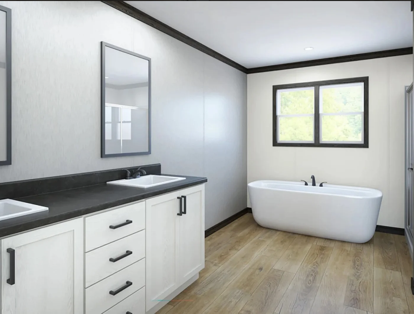 A bathroom in a mobile home in Colorado Springs