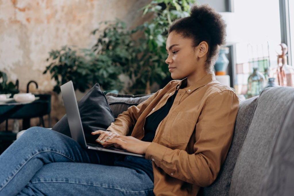 woman using a laptop