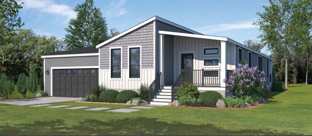 A wide shot of a modular property
