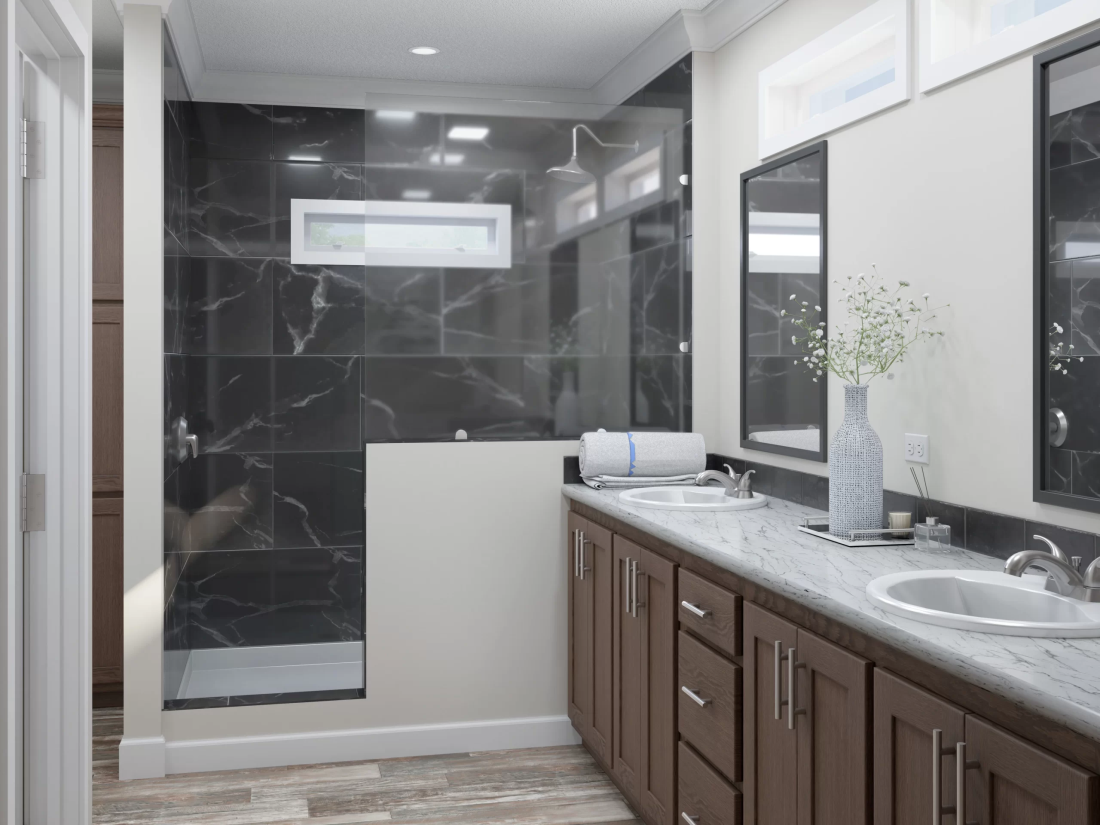 a modern bathroom in manufactured home