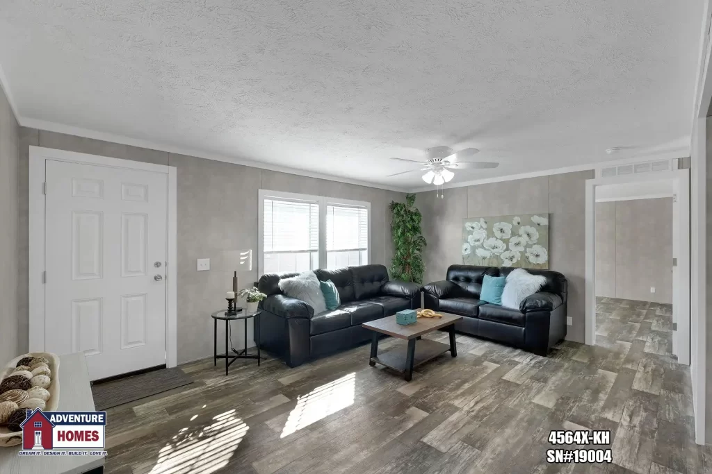 A cozy living room with wooden floor