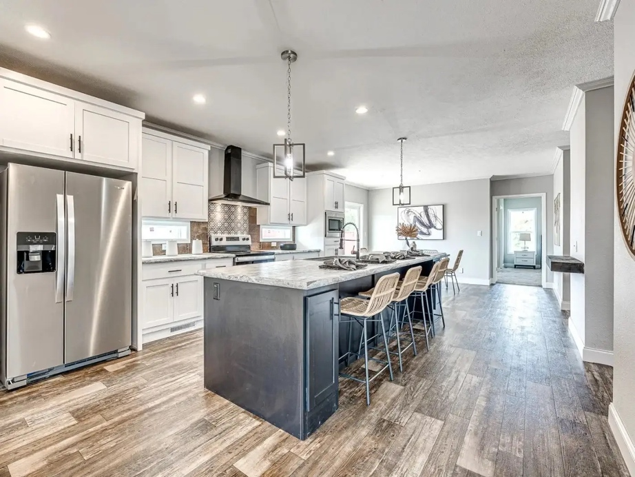 comfortable lounge area inside a manufactured home in Colorado