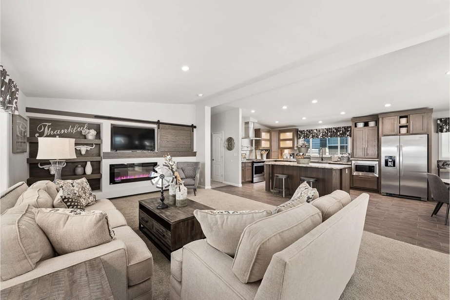 Country Cabin Champion manufactured lounge with rustic cabin-style design