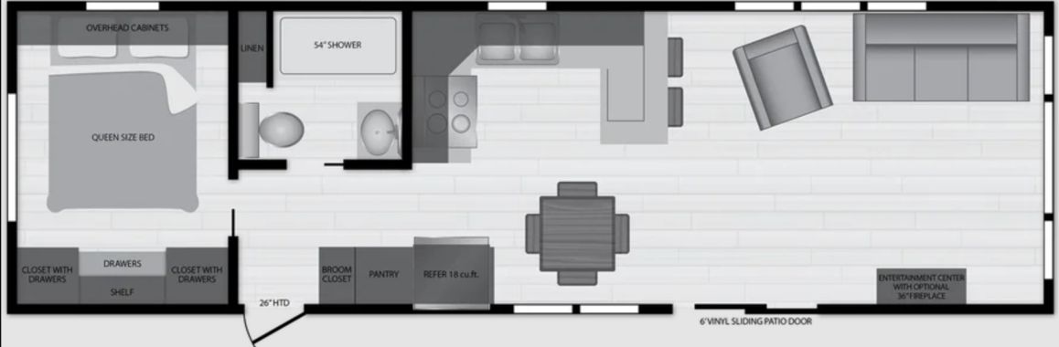 This photo shows a detailed manufactured home floor plan layout.